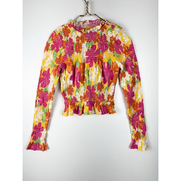 SABO Sz Small Mica Shirred Women Top Floral Australia Multicolor Cotton - Picture 2 of 8